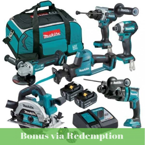 Makita DLX6125TX1 - 18V 5.0Ah Cordless Brushless 6 Piece Combo Kit